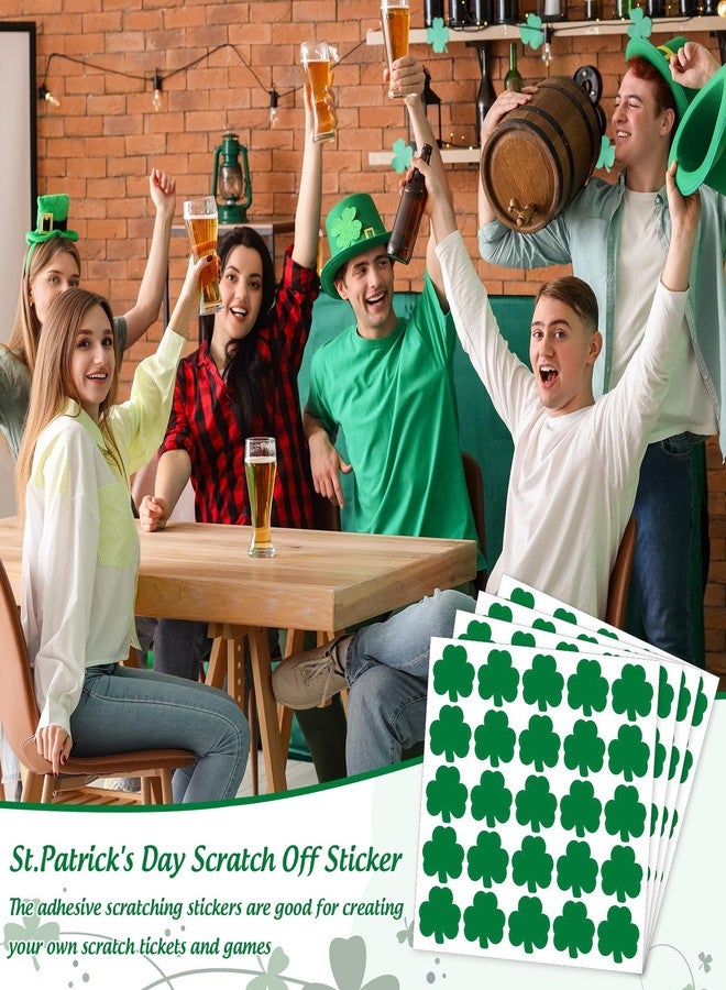 Whaline 100 Pcs St. Patrick's Day Shamrock Scratch Off Sticker Labels Green Irish Clover Scratch Off Game Card Decals for Holiday DIY Crafts Raffle Party Supplies - Image 4